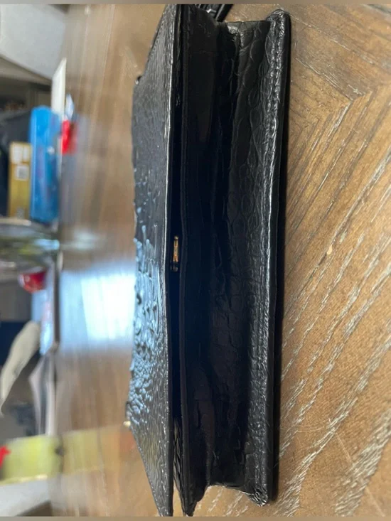 Brahmin Black Croc Embossed Leather Crossbody Wallet Clutch Tassel - Picture 6 of 14